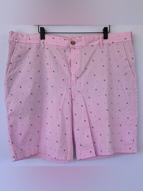 IZOD Men’s Saltwater Stretch 9.5” Chino Printed Shorts Pink Lady Color Size 40